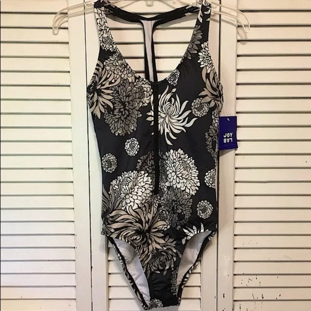 NWT JOY LAB One piece Black & White Swim Suit